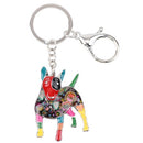 Enamel Alloy Multi-Colored Bull Terrier Dog Key Chain / Handbag Charm