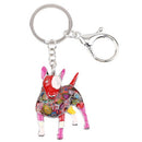 Enamel Alloy Multi-Colored Bull Terrier Dog Key Chain / Handbag Charm