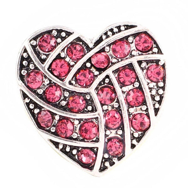 Pink Jewel Encrusted Heart Sandy Snap Interchangeable - Not Just for Valentine's Day!