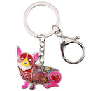 Enamel Alloy Multi-Colored Corgi Dog Key Chain / Handbag Charm