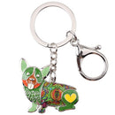 Enamel Alloy Multi-Colored Corgi Dog Key Chain / Handbag Charm