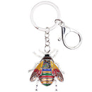 Enamel Alloy Multi-Colored Honeybee Key Chain / Handbag Charm