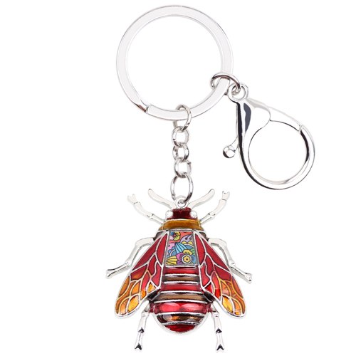 Enamel Alloy Multi-Colored Honeybee Key Chain / Handbag Charm