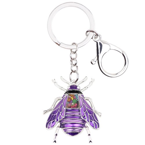 Enamel Alloy Multi-Colored Honeybee Key Chain / Handbag Charm