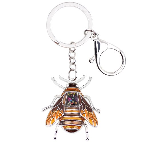 Enamel Alloy Multi-Colored Honeybee Key Chain / Handbag Charm