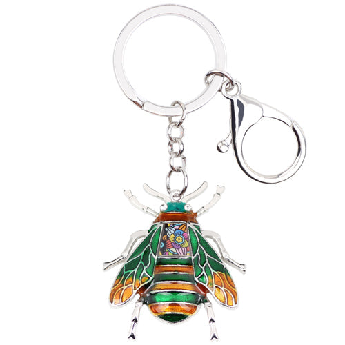 Enamel Alloy Multi-Colored Honeybee Key Chain / Handbag Charm