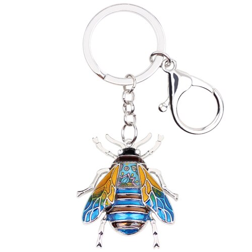 Enamel Alloy Multi-Colored Honeybee Key Chain / Handbag Charm