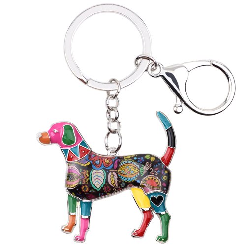 Enamel Alloy Multi-Colored Retriever Dog Key Chain / Handbag Charm