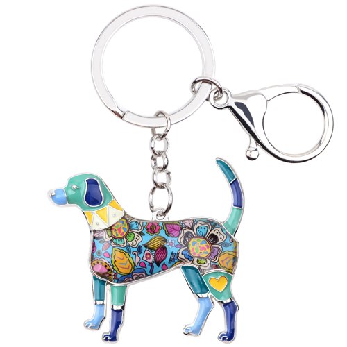 Enamel Alloy Multi-Colored Retriever Dog Key Chain / Handbag Charm