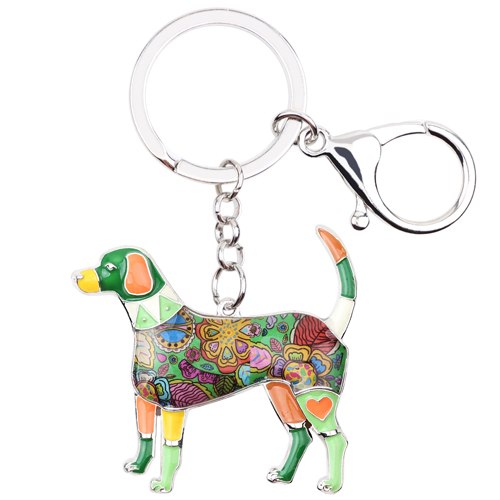 Enamel Alloy Multi-Colored Retriever Dog Key Chain / Handbag Charm