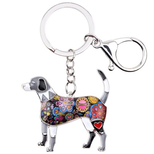Enamel Alloy Multi-Colored Retriever Dog Key Chain / Handbag Charm