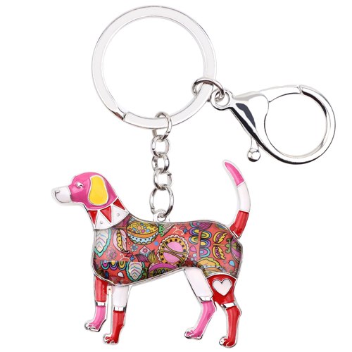 Enamel Alloy Multi-Colored Retriever Dog Key Chain / Handbag Charm