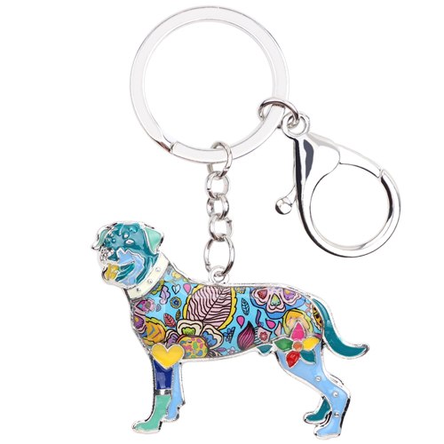 Enamel Alloy Multi-Colored Rottweiler Dog Key Chain / Handbag Charm