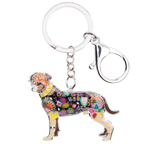 Enamel Alloy Multi-Colored Rottweiler Dog Key Chain / Handbag Charm