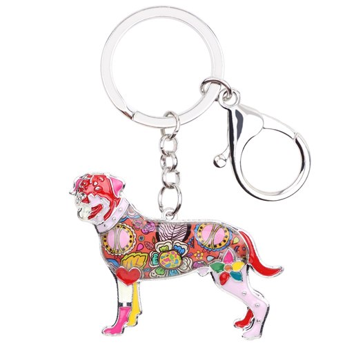 Enamel Alloy Multi-Colored Rottweiler Dog Key Chain / Handbag Charm