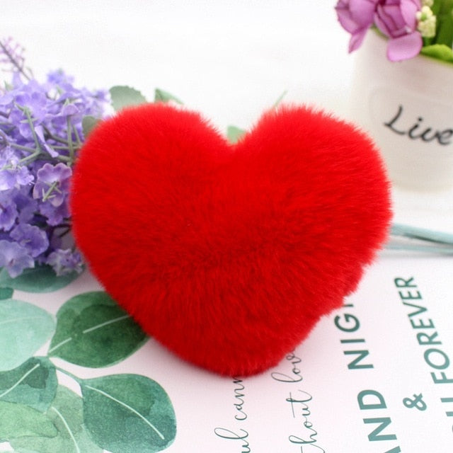 Fur Heart Key Chain / Purse Puff