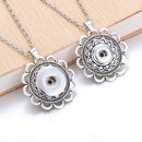 Assorted Round Silver Flower Sandy Snap Interchangeable Charm Necklace
