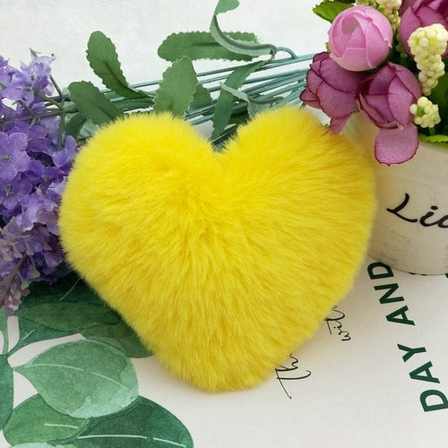 Fur Heart Key Chain / Purse Puff