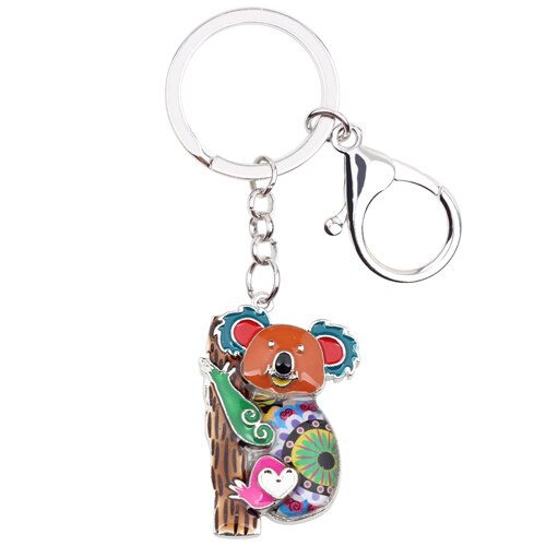 Enamel Alloy Multi-Colored Koala Bear Key Chain / Handbag Charm