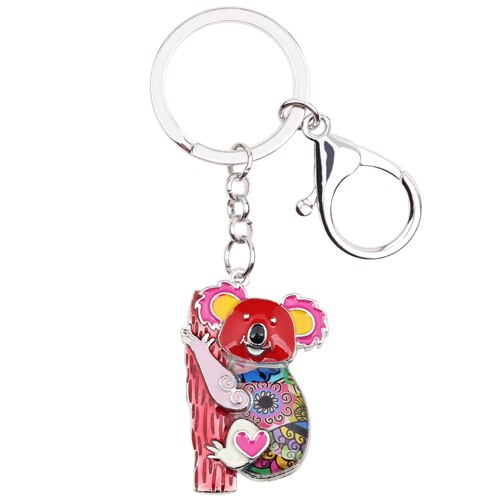 Enamel Alloy Multi-Colored Koala Bear Key Chain / Handbag Charm