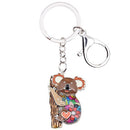 Enamel Alloy Multi-Colored Koala Bear Key Chain / Handbag Charm