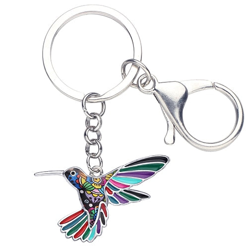 Enamel Alloy Multi-Colored Hummingbird Bird Key Chain / Handbag Charm
