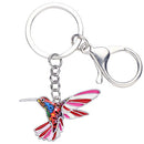 Enamel Alloy Multi-Colored Hummingbird Bird Key Chain / Handbag Charm