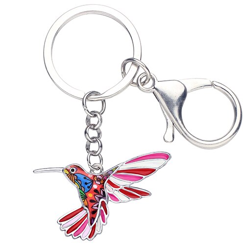 Enamel Alloy Multi-Colored Hummingbird Bird Key Chain / Handbag Charm