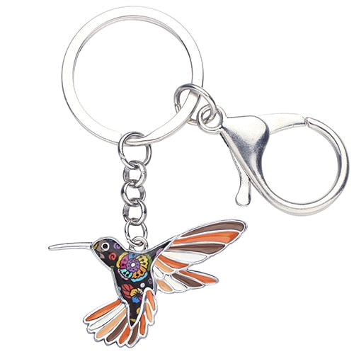 Enamel Alloy Multi-Colored Hummingbird Bird Key Chain / Handbag Charm