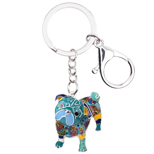 Enamel Alloy Multi-Colored Bulldog Key Chain / Handbag Charm