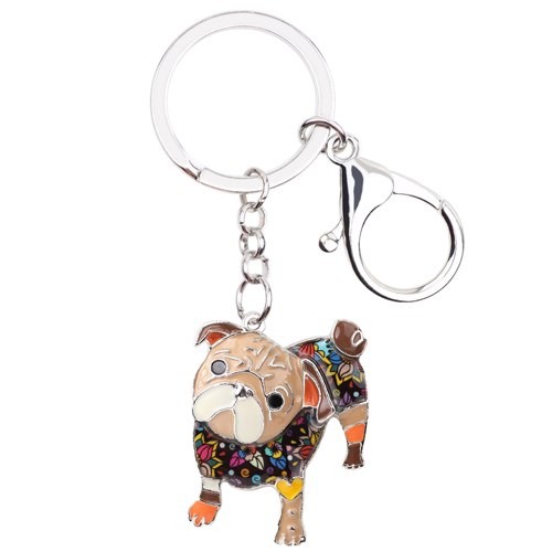 Enamel Alloy Multi-Colored Bulldog Key Chain / Handbag Charm