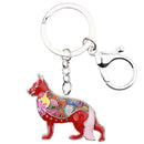 Enamel Alloy Multi-Colored German Shepherd Dog Keychain / Handbag Charm