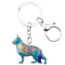 Enamel Alloy Multi-Colored German Shepherd Dog Keychain / Handbag Charm