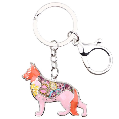Enamel Alloy Multi-Colored German Shepherd Dog Keychain / Handbag Charm