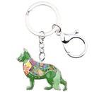 Enamel Alloy Multi-Colored German Shepherd Dog Keychain / Handbag Charm