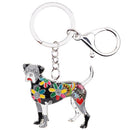 Enamel Alloy Multi-Colored Boxer Dog Key Chain / Handbag Charm