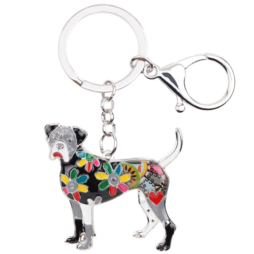 Enamel Alloy Multi-Colored Boxer Dog Key Chain / Handbag Charm