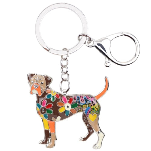Enamel Alloy Multi-Colored Boxer Dog Key Chain / Handbag Charm