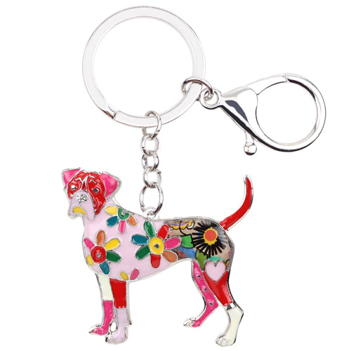 Enamel Alloy Multi-Colored Boxer Dog Key Chain / Handbag Charm