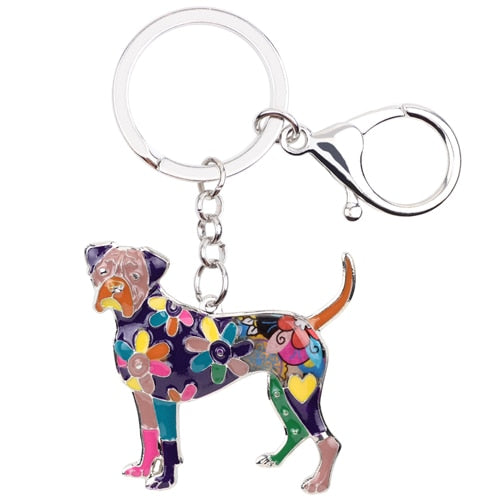 Enamel Alloy Multi-Colored Boxer Dog Key Chain / Handbag Charm