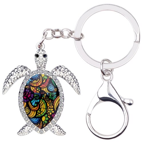 Enamel Alloy Multi-Colored Sea Turtle Key Chain / Handbag Charm