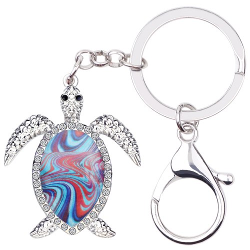 Enamel Alloy Multi-Colored Sea Turtle Key Chain / Handbag Charm