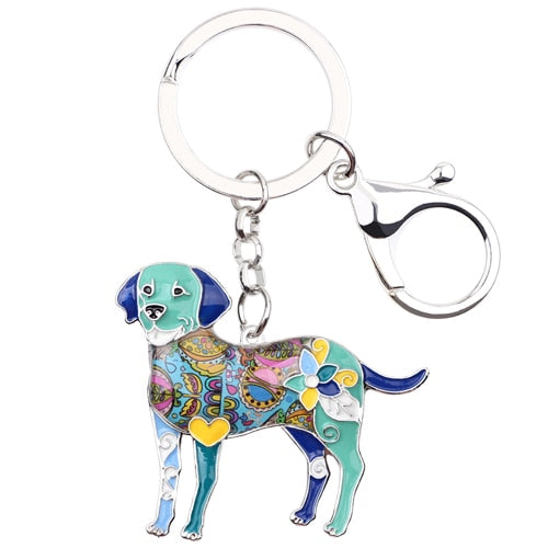 Enamel Alloy Multi-Colored Labrador Dog Key Chain / Handbag Charm