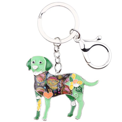 Enamel Alloy Multi-Colored Labrador Dog Key Chain / Handbag Charm