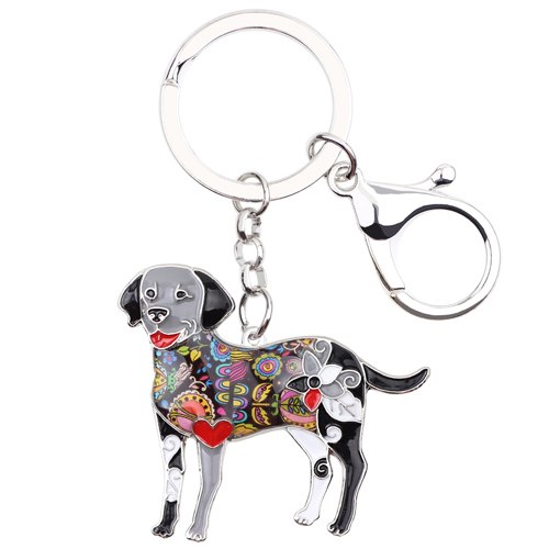 Enamel Alloy Multi-Colored Labrador Dog Key Chain / Handbag Charm