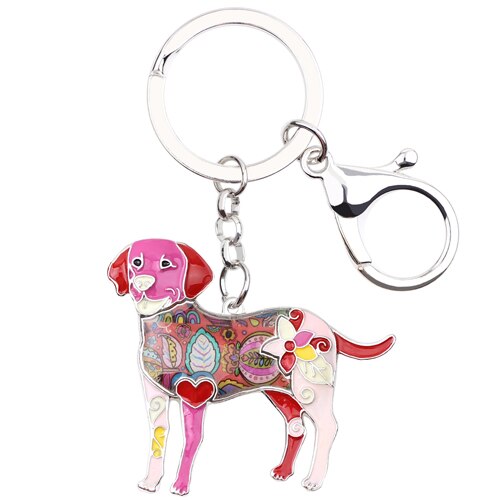 Enamel Alloy Multi-Colored Labrador Dog Key Chain / Handbag Charm