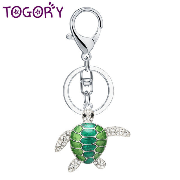 Enamel Alloy Multi-Colored Rhinestones Encrusted Turtle Key Chain / Handbag Charm