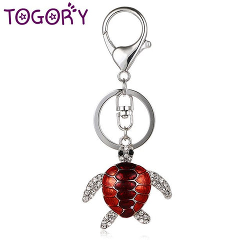 Enamel Alloy Multi-Colored Rhinestones Encrusted Turtle Key Chain / Handbag Charm
