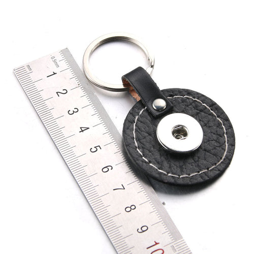 Round PU Leather Sandy Snap Interchangeable Charm Keychain