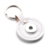 Round PU Leather Sandy Snap Interchangeable Charm Keychain